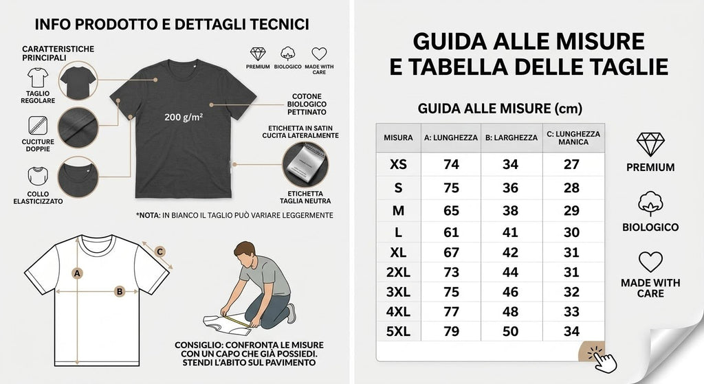 Maglietta Ecologica Premium Uomo - Cotone Biologico 100%