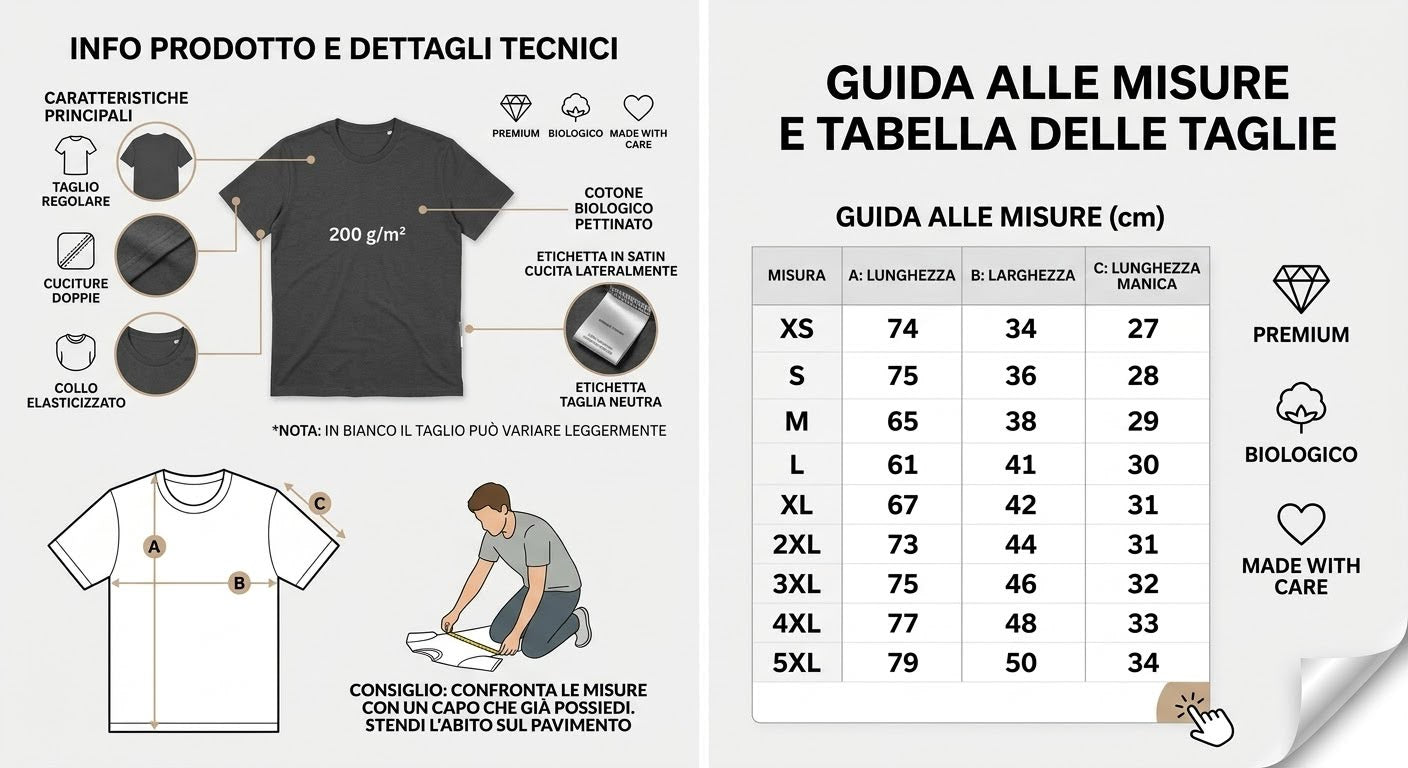 Maglietta Ecologica Premium Uomo - Cotone Biologico 100%