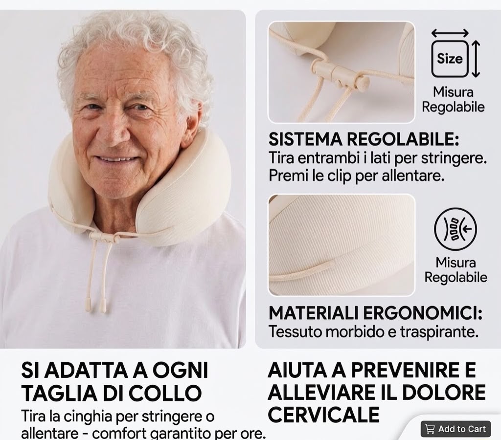 Cuscino Cervicale da Viaggio Ergonomico in Memory 100%